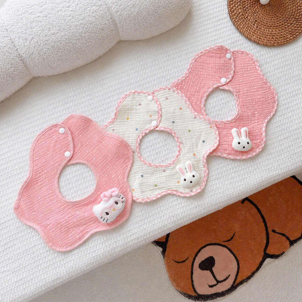 Yếm xô muslin hình thú nổi dễ thương - Ảnh 3