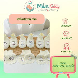 Set bao tay bao chân sơ sinh Mầm Kiddy cổ chun cao