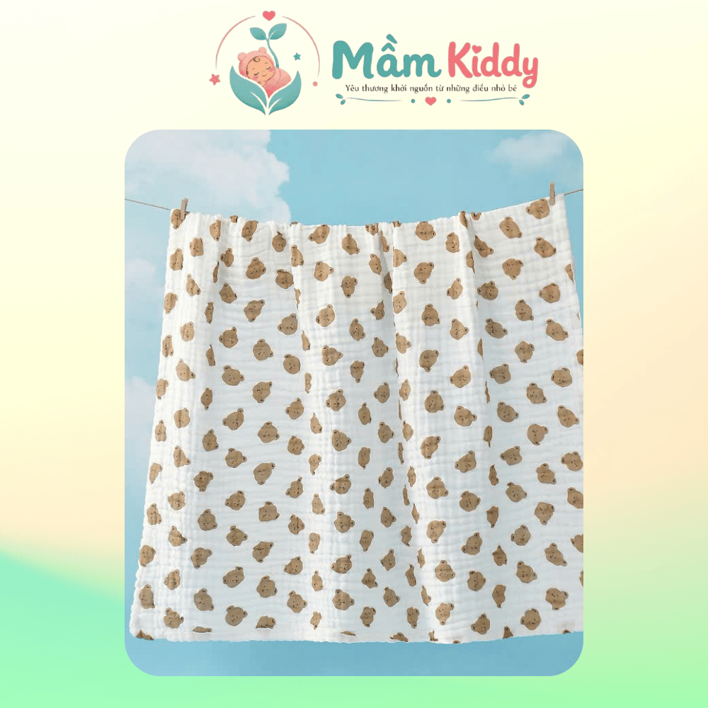 Khăn tắm không viền Muslin cao cấp cho bé – mềm mại, thấm hút tốt - Ảnh 2