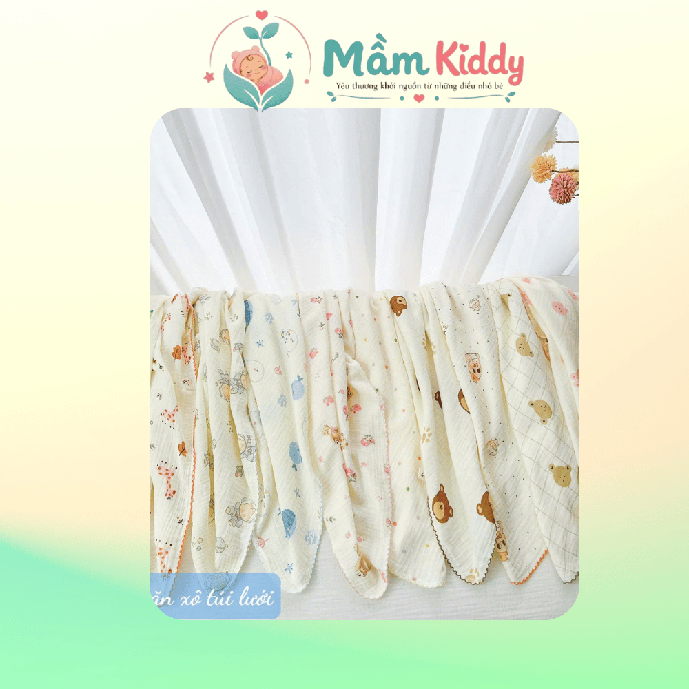 Khăn Tắm Xô Muslin 2 Lớp Túi Lưới Cao Cấp Cho Bé - Ảnh 2